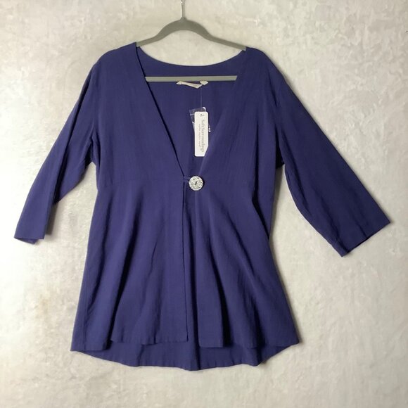 Soft Surroundings Benedetta Guaze Topper Women Medium Patriot Blue Cotton NWT - Picture 12 of 12